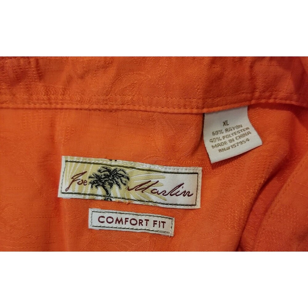 Men's Orange Hawaiian Style Shirt Joe Marlin Comfort Fit Textured Size XL - Picture 4 of 5